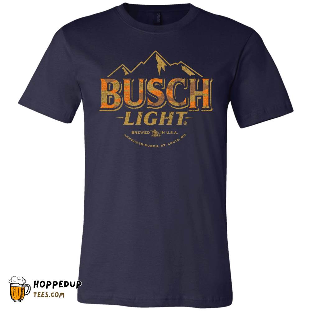 Busch Light Beer Mtn Fall Camo Navy Tee HU
