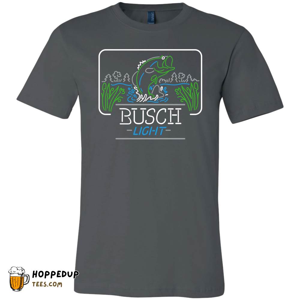 Busch Light Beer Neon Bass Rectangle Black Tee HU