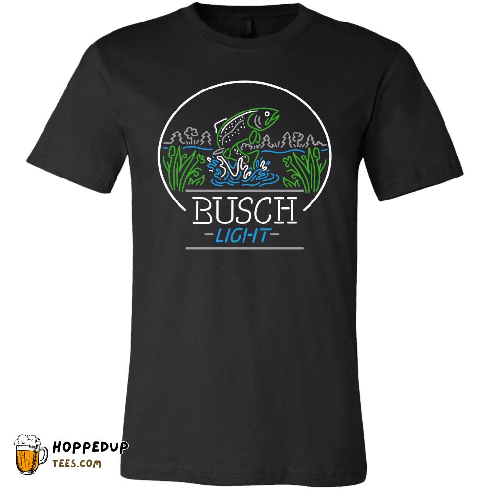 Busch Light Beer Neon Trout Oval Heather Navy Tee HU