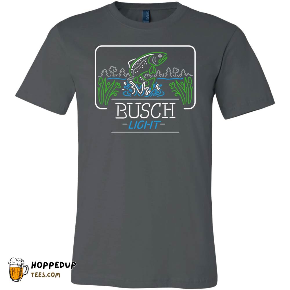 Busch Light Beer Neon Trout Rectangle Black T-Shirt HU