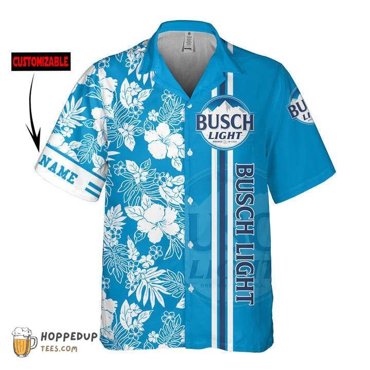 Busch Light Beer White Blue Custom Hawaiian Shirt