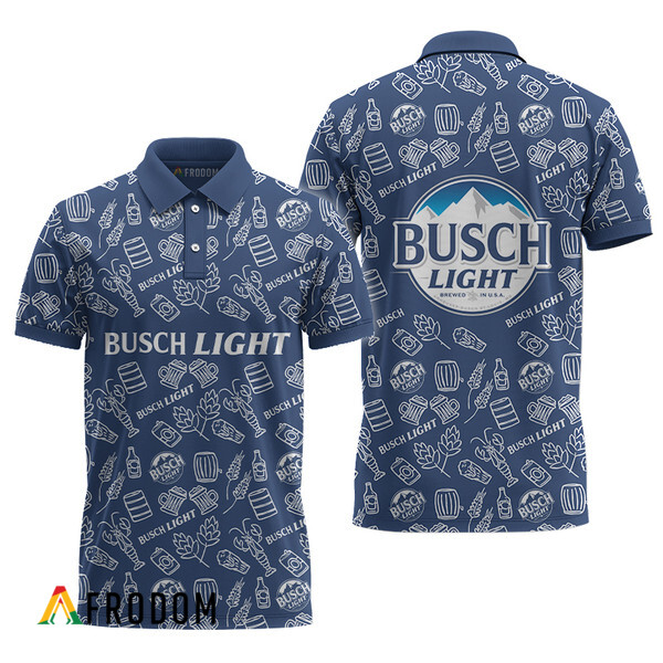 Busch Light Blue Doodle Art Polo Shirt HU