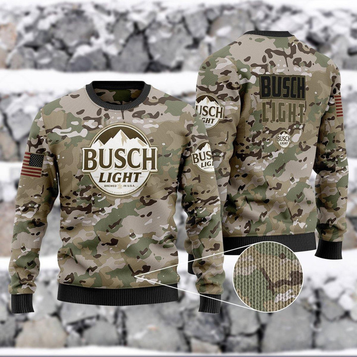 Busch Light Camo Ugly Christmas Sweater HU