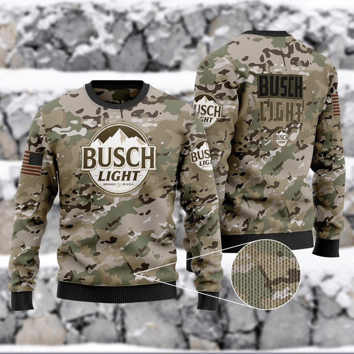 Busch Light Camo Ugly Christmas Sweater HU