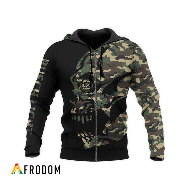 Busch Light Camouflage Skull-Themed Hoodie HU