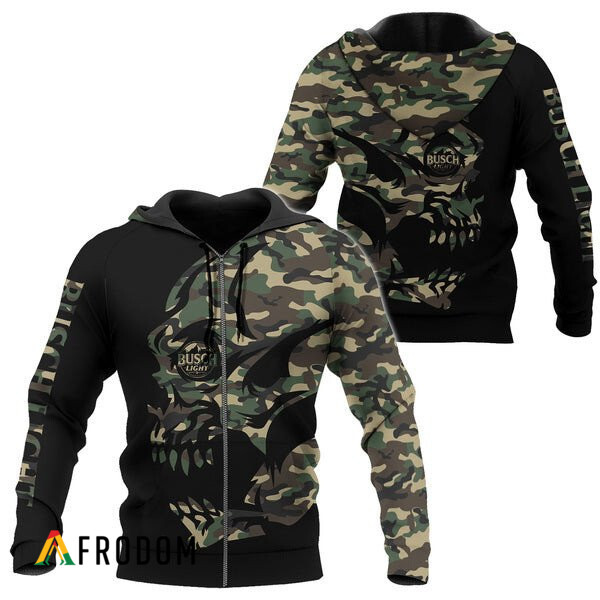 Busch Light Camouflage Skull-Themed Hoodie HU Busch Light Camouflage Skull-Themed Hoodie HU