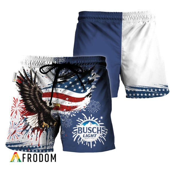 Busch Light Eagle Hawaiian Shorts On Fourth Of July HU