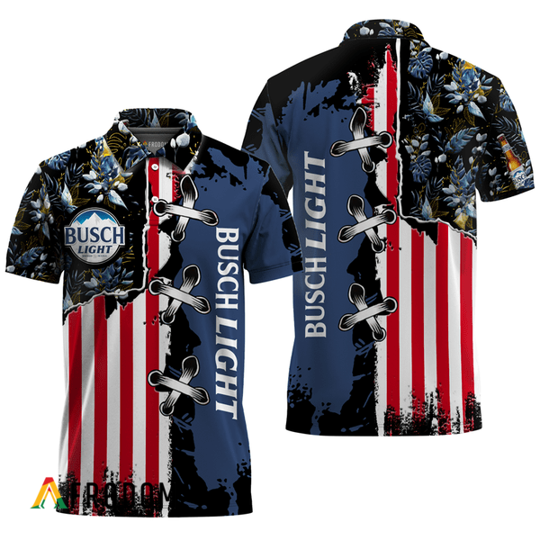 Busch Light Fourth Of July Hawaiian Polo Shirt HU