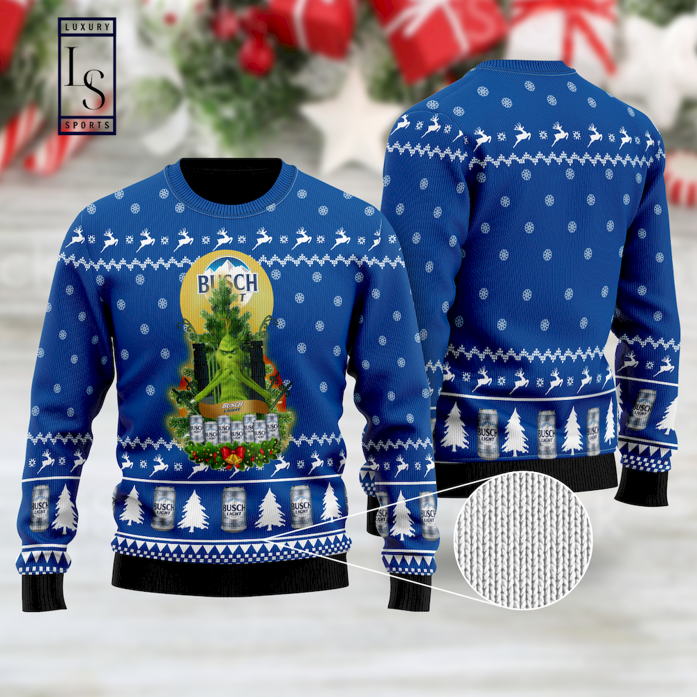 Busch Light Grinch Snow Ugly Christmas Sweater HU