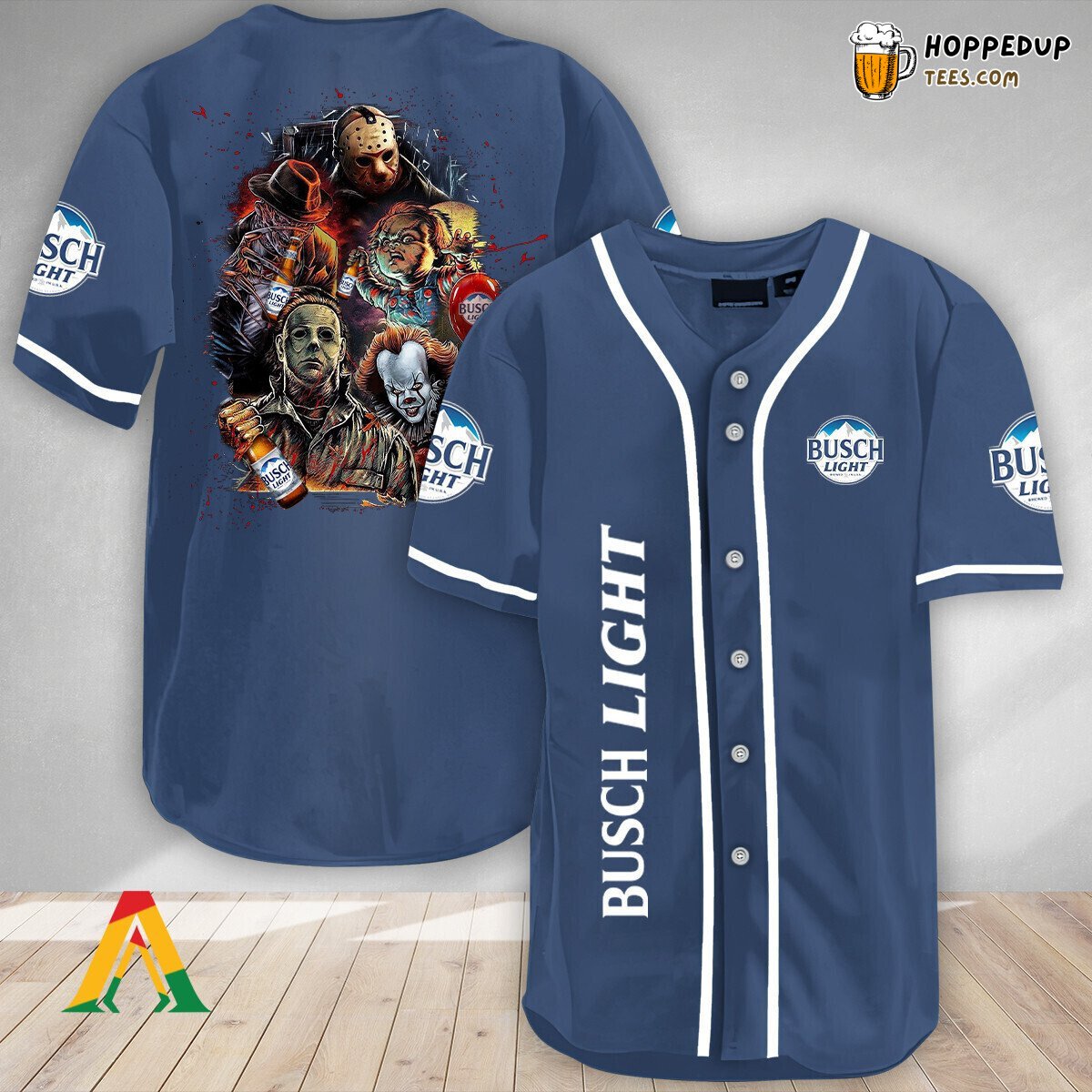 Busch Light Halloween Horror Characters Distinctive Baseball Jersey Design