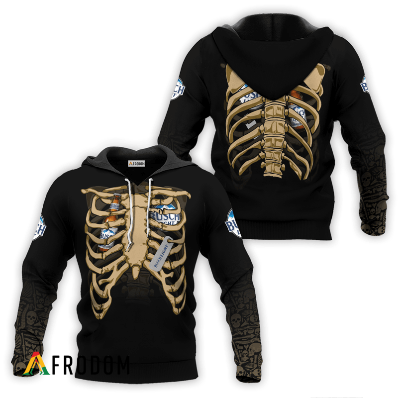 Busch Light Halloween Ribcage Hoodie HU Busch Light Halloween Ribcage Hoodie HU
