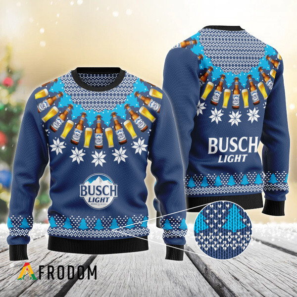 Busch Light Heart Pattern Fair Isle Ugly Sweater HU