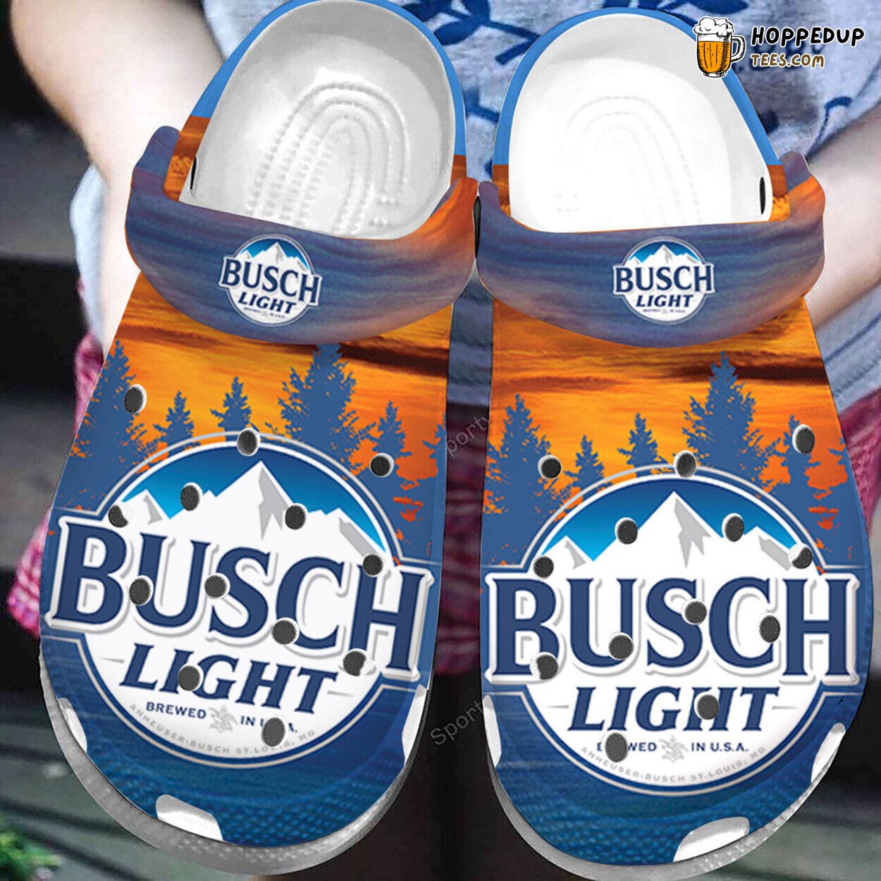 Busch Light Ice Mountain Sunset Theme Comfortable Unique Clogs