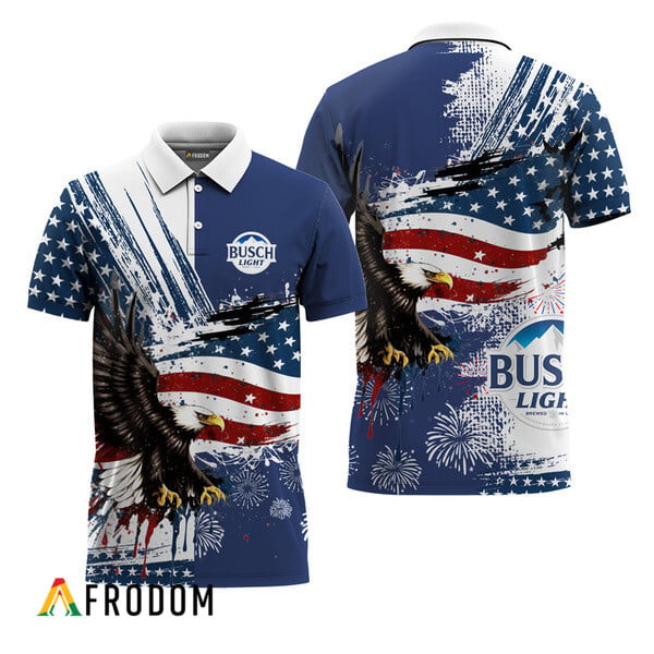 Busch Light Polo With Fourth Of July Eagle Design HU