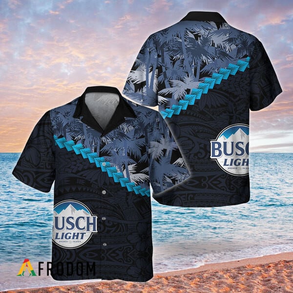 Busch Light Polynesian Summer Palm Tree Blend Hawaiian Shirt HU