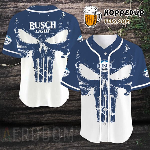 Busch Light Retro Skull Unique Themed Distinctive Baseball Jersey Look