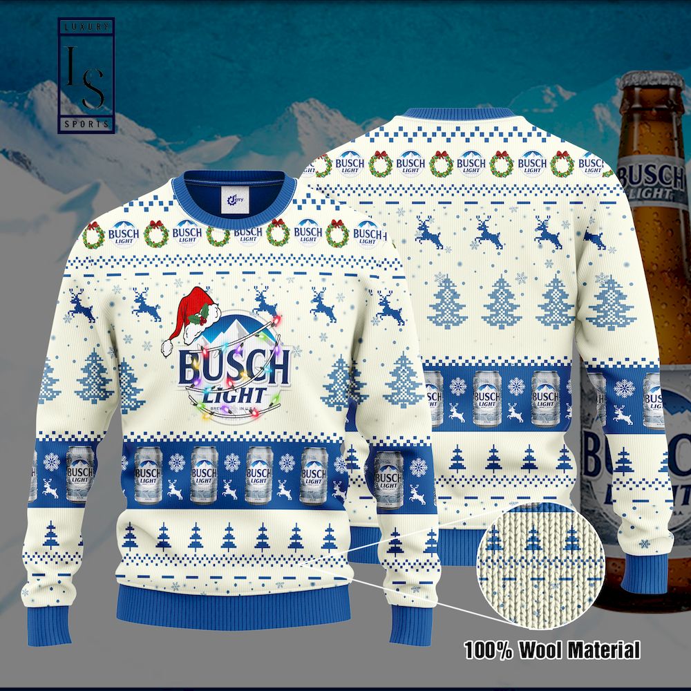Busch Light Santa Hat Christmas Ugly Christmas Sweater HU