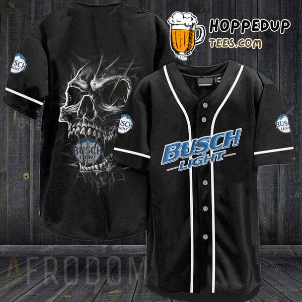 Busch Light Skull Design Black Baseball Jersey Distinctive Unique Edition
