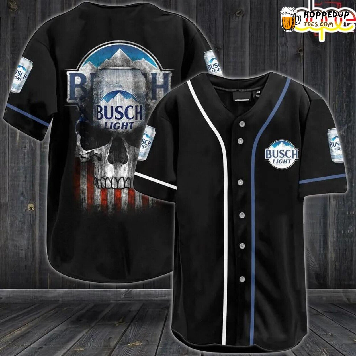Busch Light Skull USA Flag 3D Print Unique Unisex Baseball Jersey