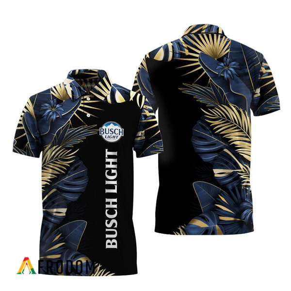 Busch Light Tropical Palm Hawaiian Polo Shirt HU
