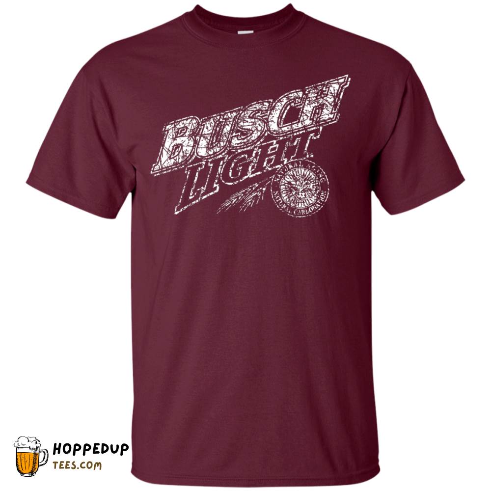 Busch Light Vintage White Worn Label Pattern T-Shirt HU
