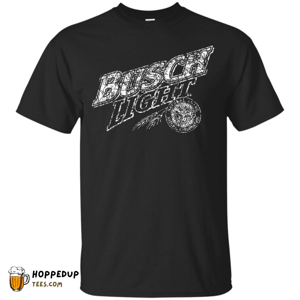 Busch Light Vintage White Worn Label Pattern T-Shirt HU