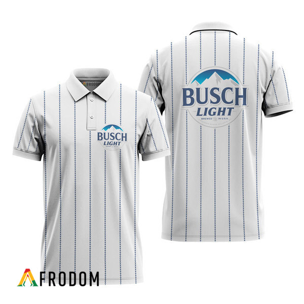 Busch Light White Stripe Pattern Polo Shirt HU