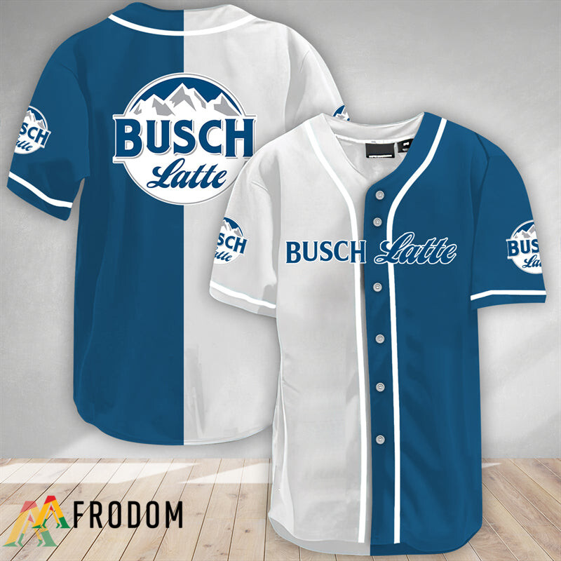 BuschLatte WhiteAndBlue Split Baseball Jersey HU