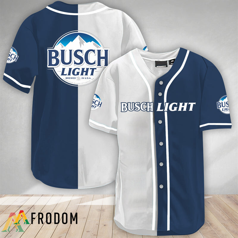 BuschLight NaviAndWhite Split Baseball Jersey HU