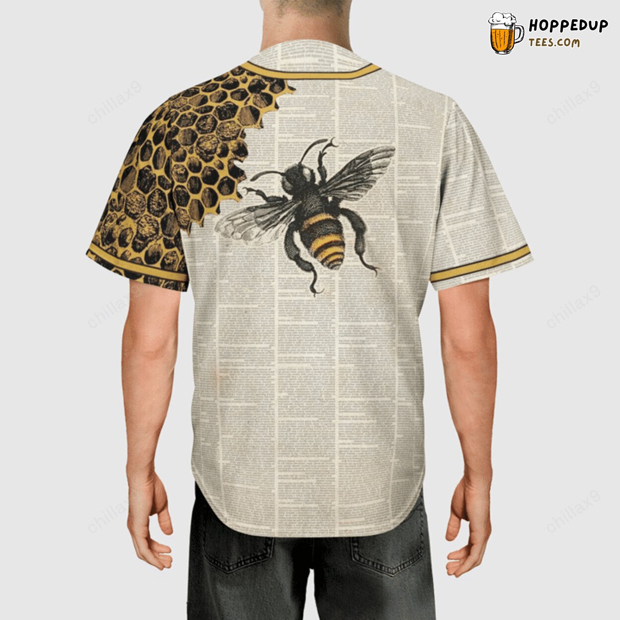 Busy Bee Pattern Art 3D Print Baseball Jersey Environmental Theme