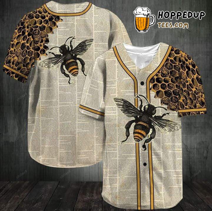 Busy Bee Pattern Art 3D Print Baseball Jersey Environmental Theme