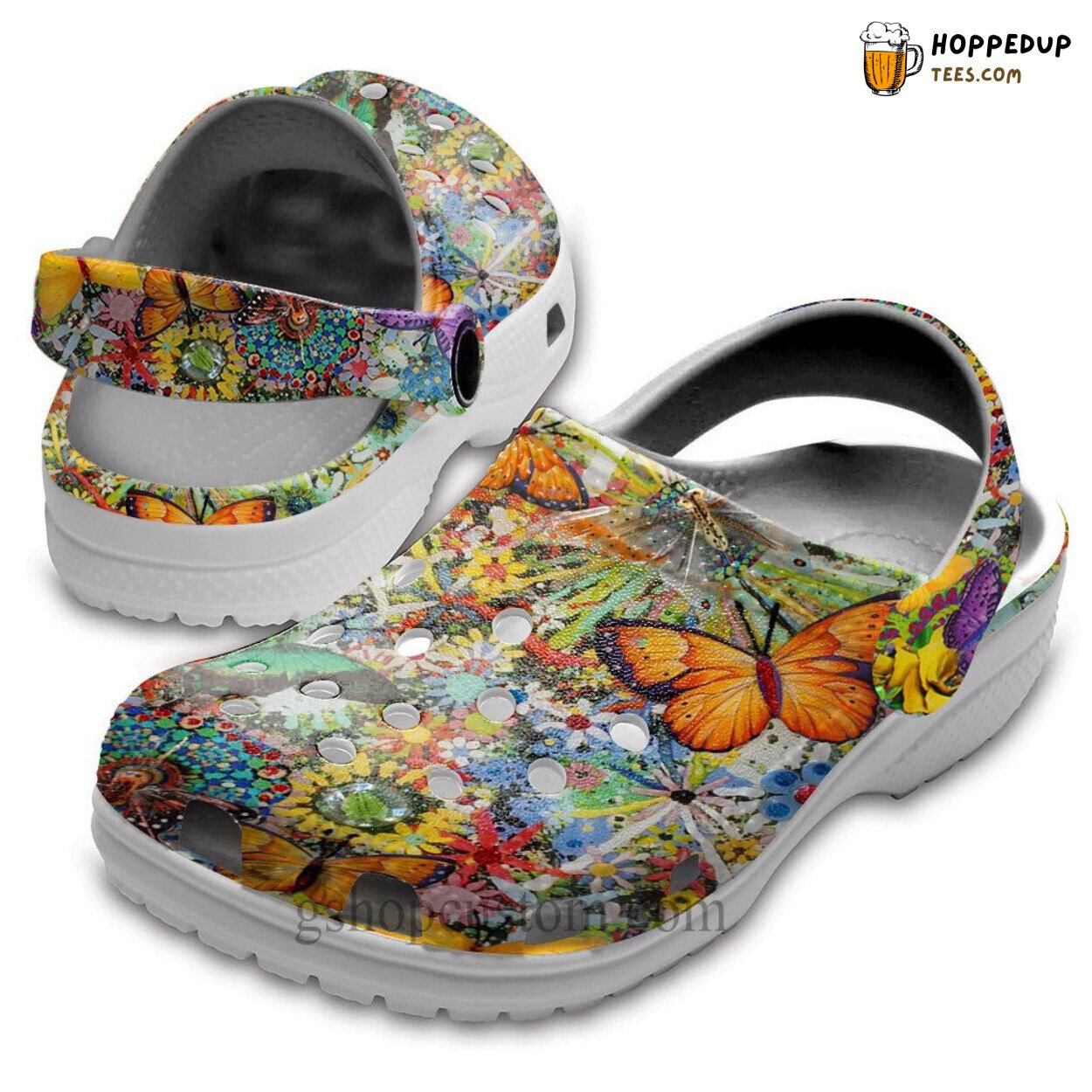 Butterflies Hippie Colorful Vintage Buho Butterfly Clogs Shoes Women Girls