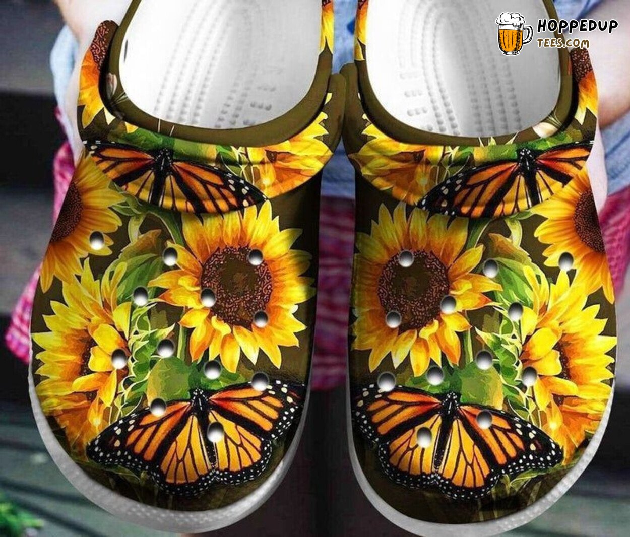 Butterflies Hippie Sunflowers Girl Rubber Comfortable Unique Footwear