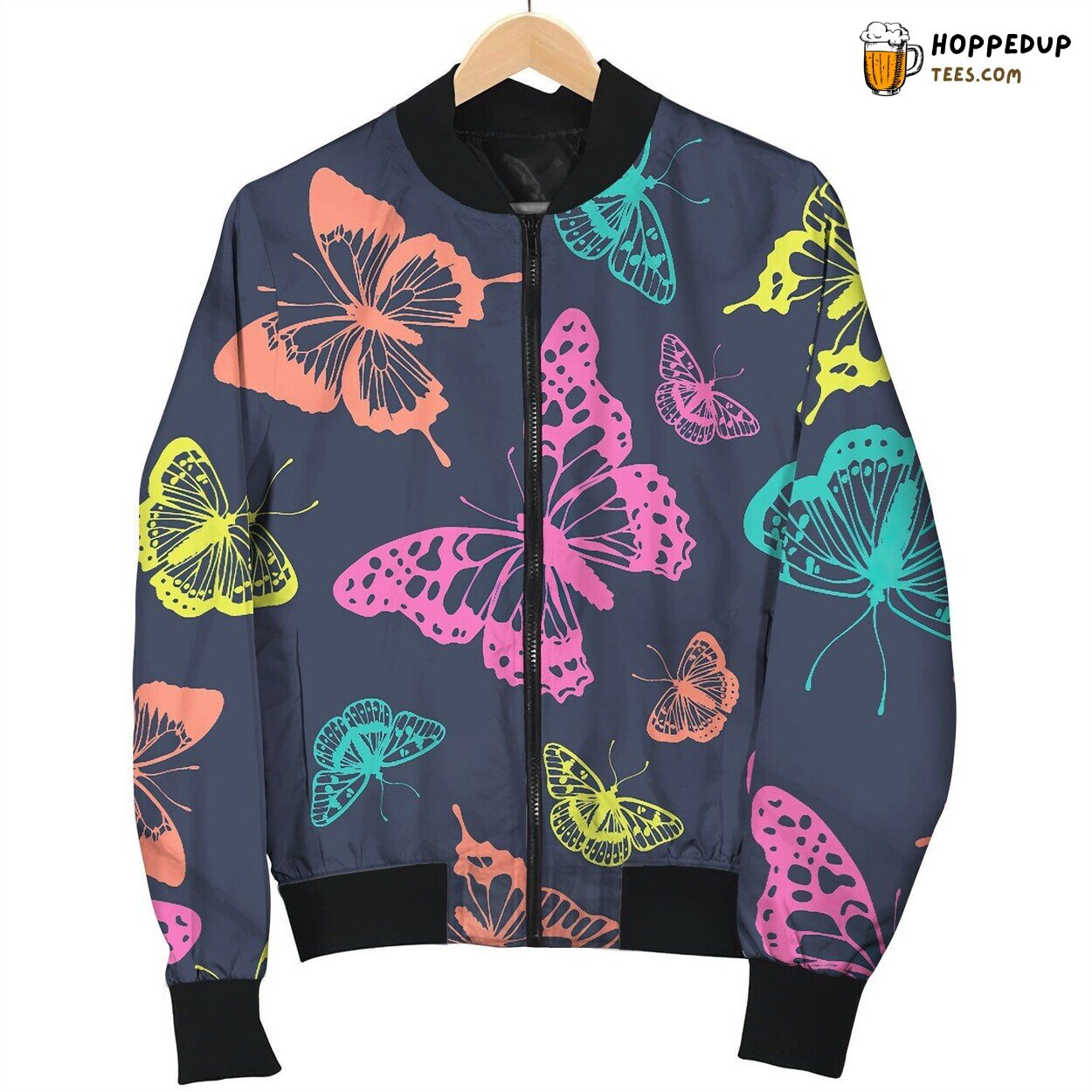Butterflies Pattern Abstract Seamless Background Bomber Jacket