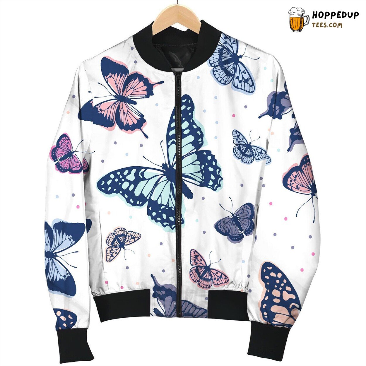 Butterflies Pattern Abstract Seamless Bomber Jacket