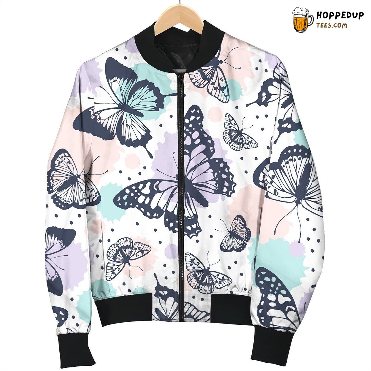 Butterflies Pattern Abstract Seamlessv Bomber Jacket