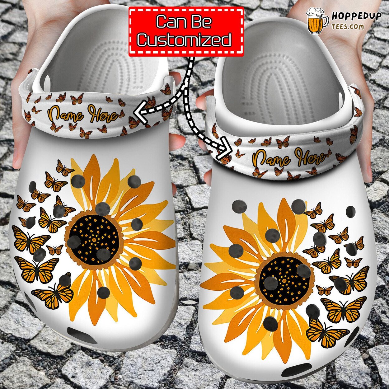Butterflies Sunflowers Personalized Comfortable Clog Shoes Unique
