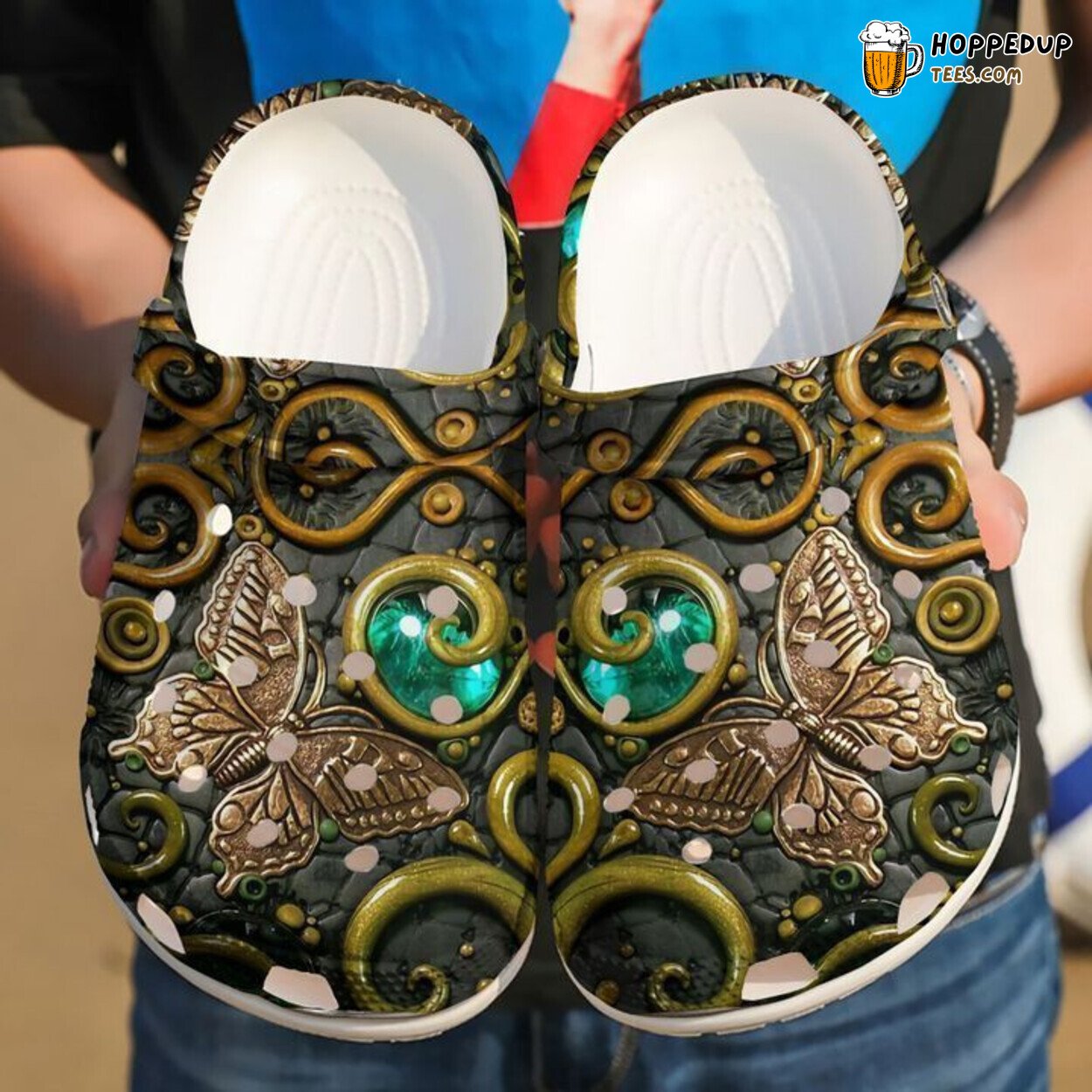 Butterfly Ancient Theme Comfortable Clog Shoes Unique Nature Inspired Design