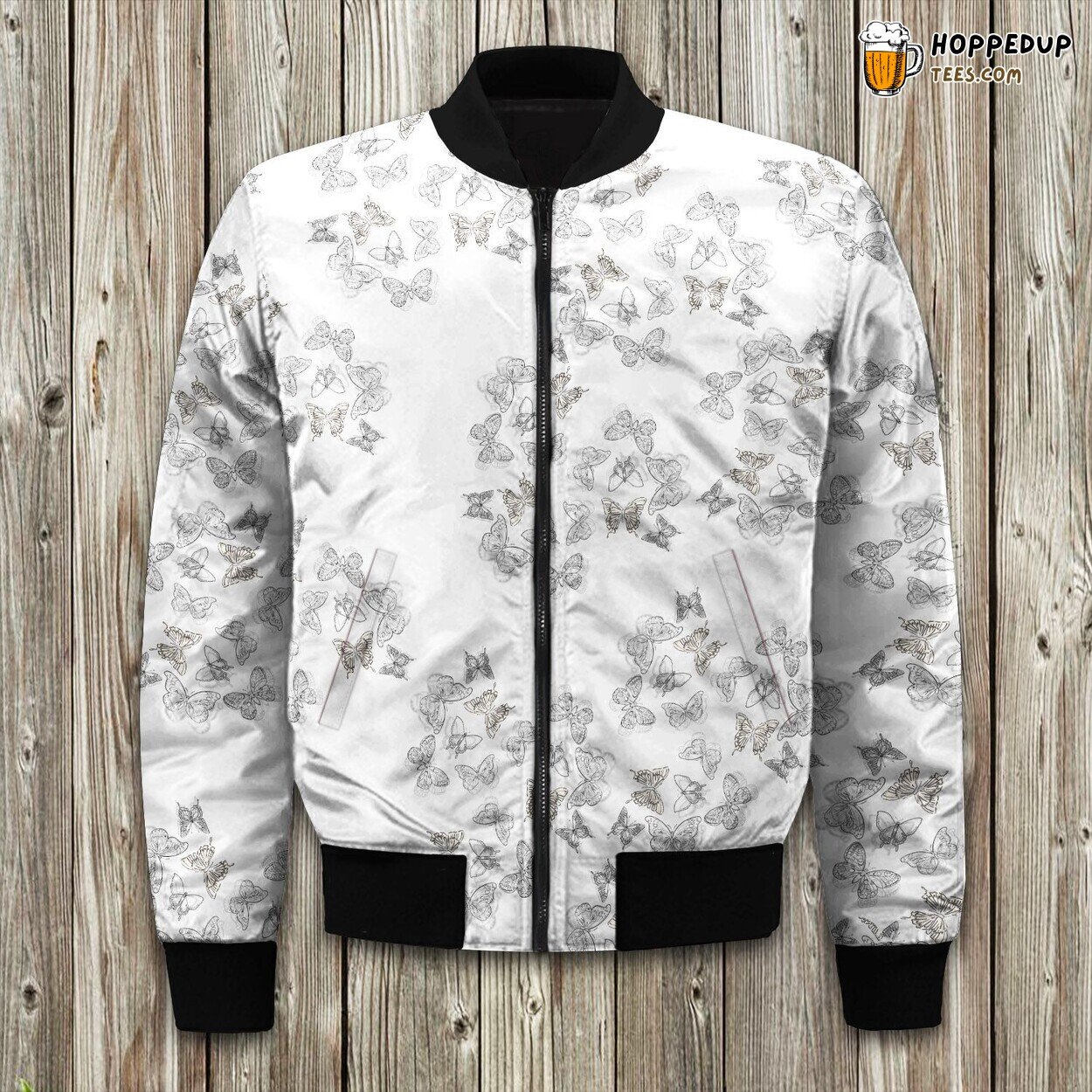 Butterfly Artistic Print Winter Bomber Jacket Nature Lover’s Choice