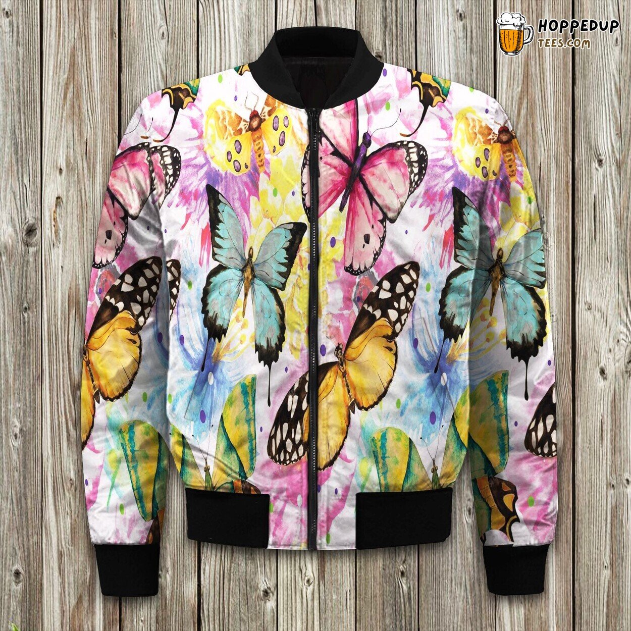 Butterfly Embrace Essence Winter Bomber Jacket Tailored Unique Elegance Design