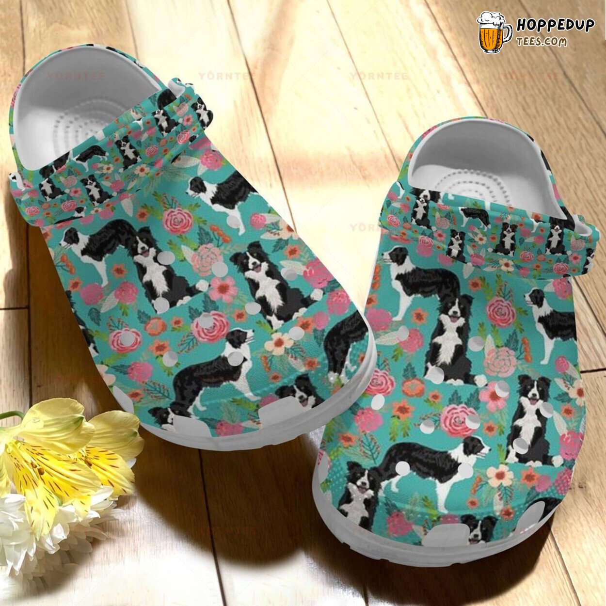 Butterfly Flower Personalized Border Collie Fashion Rubber Clog Shoes Comfy