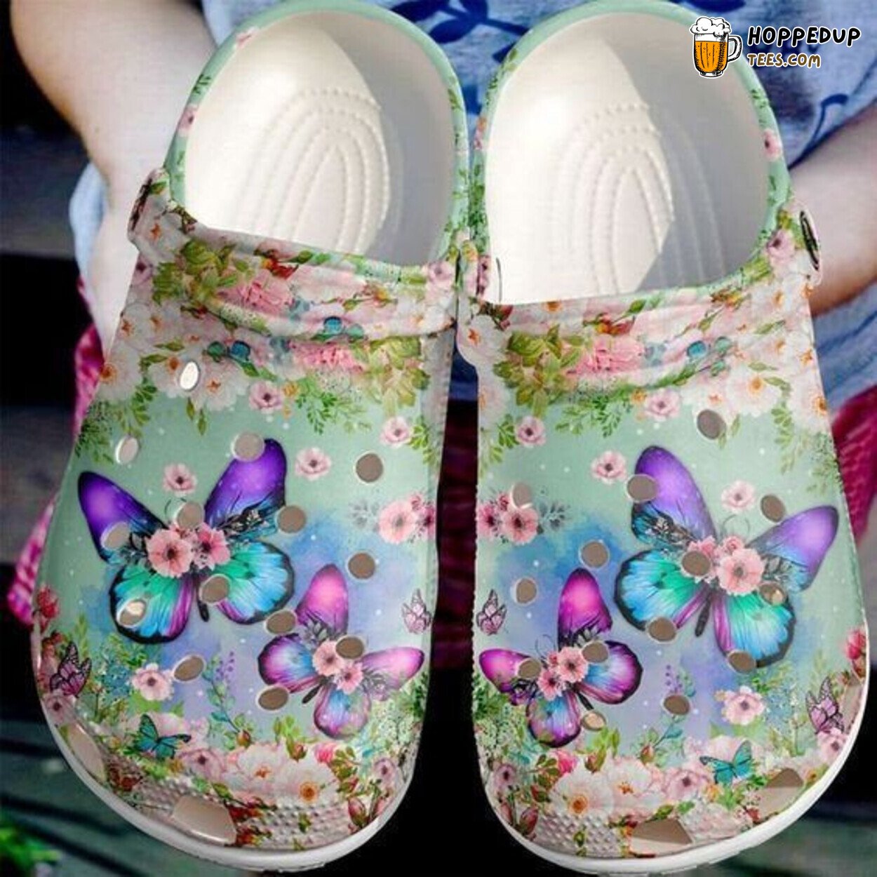 Butterfly Flower Rubber Comfortable Unique Design Footwear Clogs