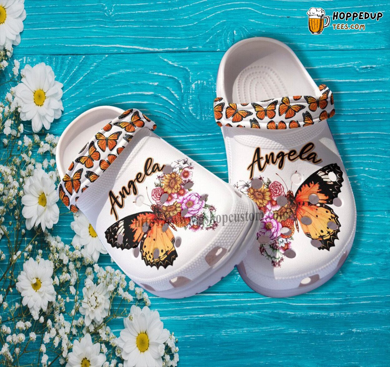 Butterfly Flower Women Croc Shoes Customize Butterfly Girl Daughter Gift
