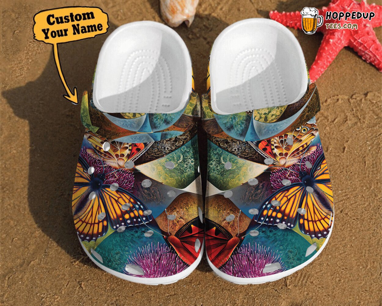 Butterfly Illusion Art Watercolor Unisex Birthday Gifts Clog Shoes Design