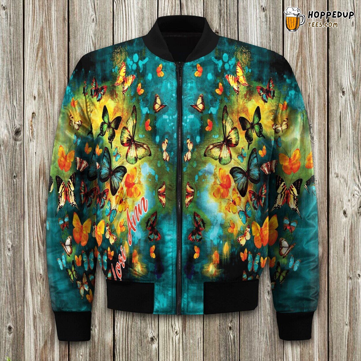 Butterfly Personalized Name Bomber Jacket