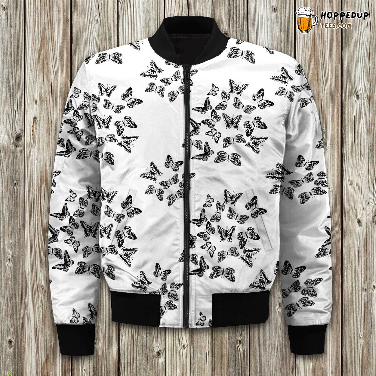 Butterfly Serenity Winter Bomber Jacket Tailored Unique Elegance Precision Craft