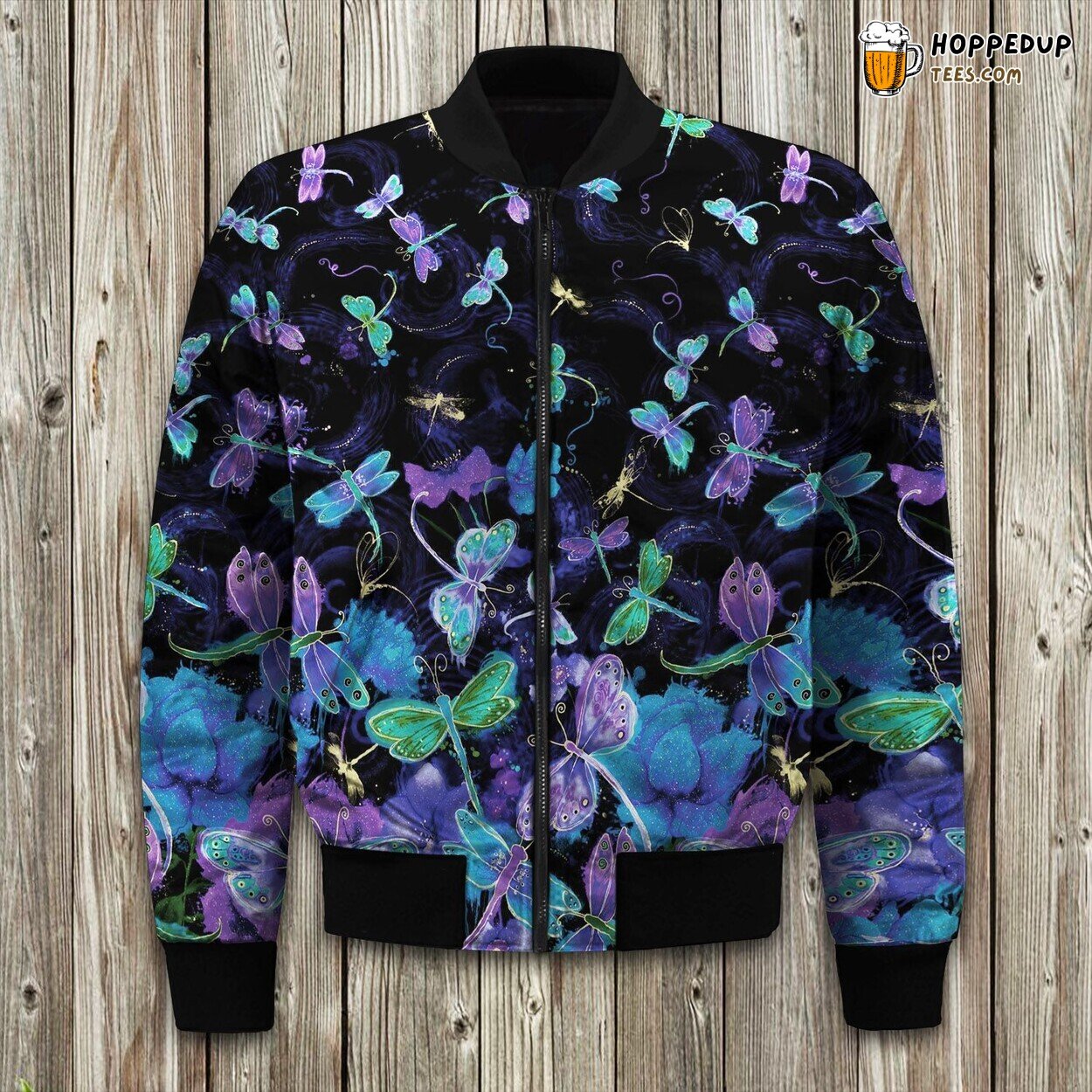 Butterfly Summer Night Spaghetti Strap Summer Dress Bomber Jacket