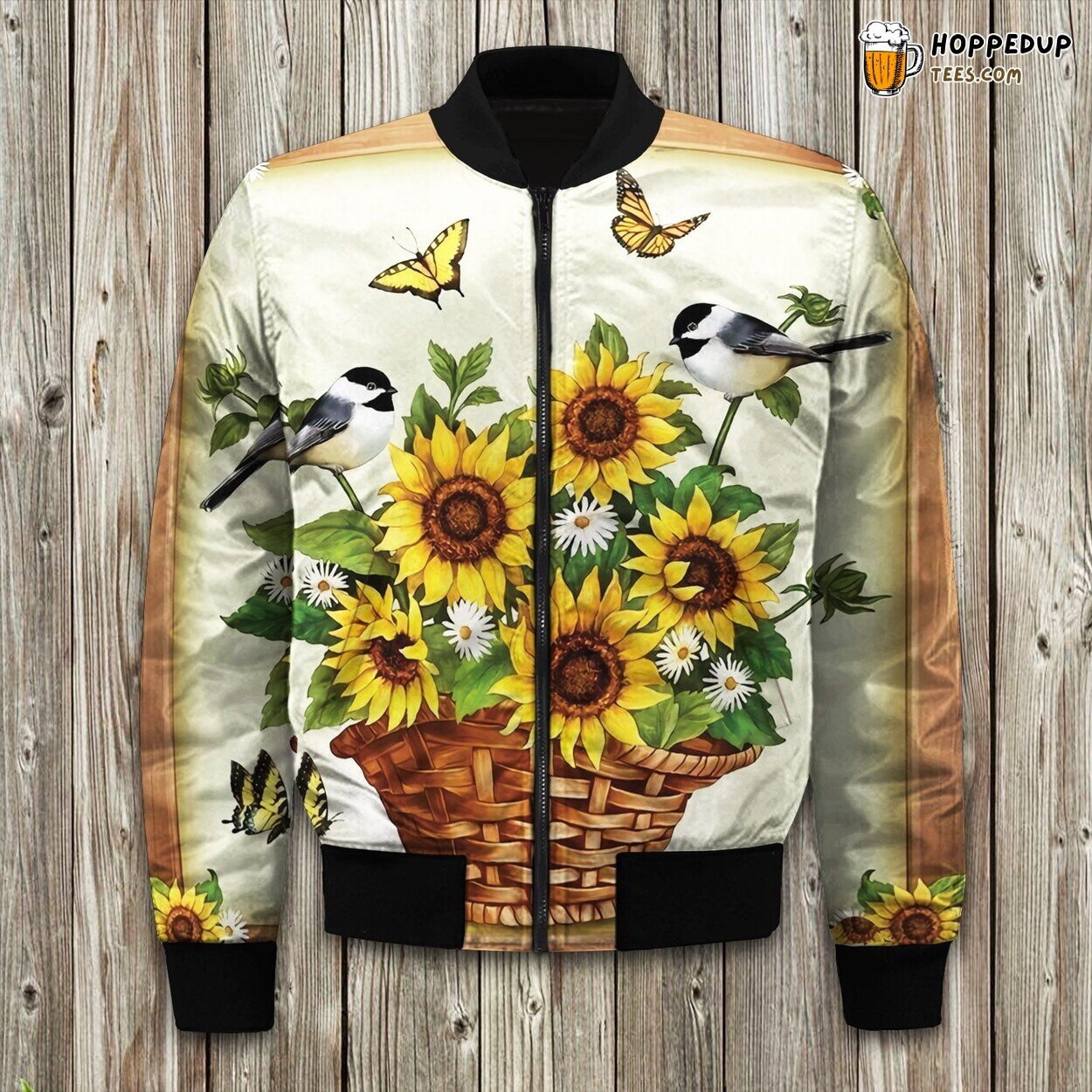 Butterfly Sunflower Bomber Jacket