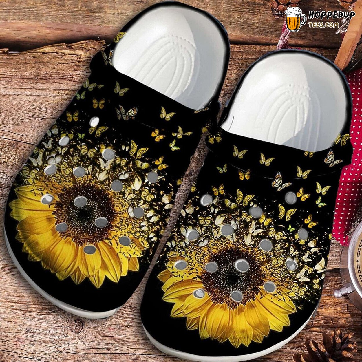 Butterfly Sunflower Lovers Themed Comfortable Unique Design Clogs