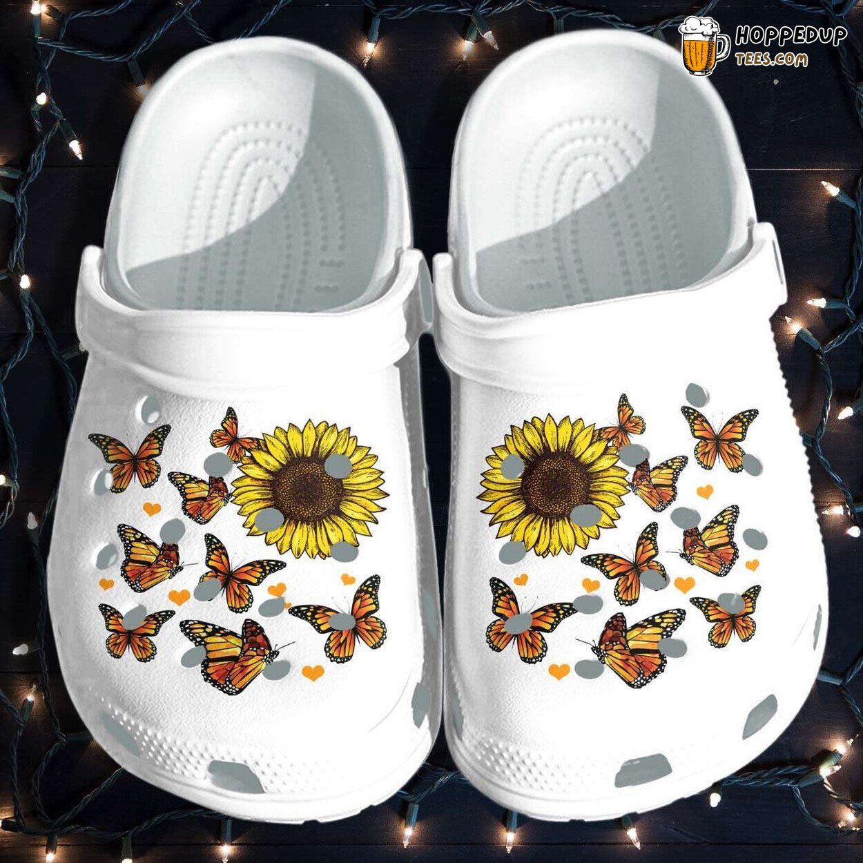 Butterfly Sunflower Themed Comfortable Clog Shoes Unique Nature Inspired Design